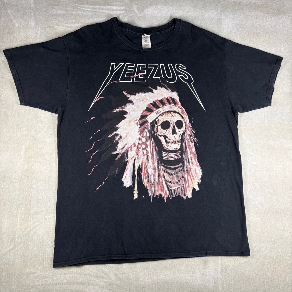 Kanye West Yeezus Tour T Shirt Skeleton Headdress Graphic Black Adult 3XL